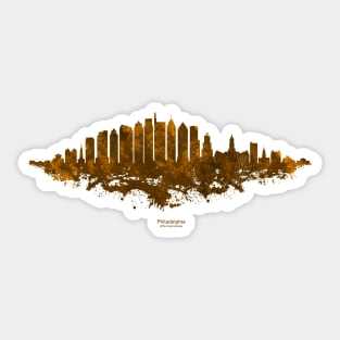 Philadelphia City Skyline - Watercolor Orange, Brown Sticker